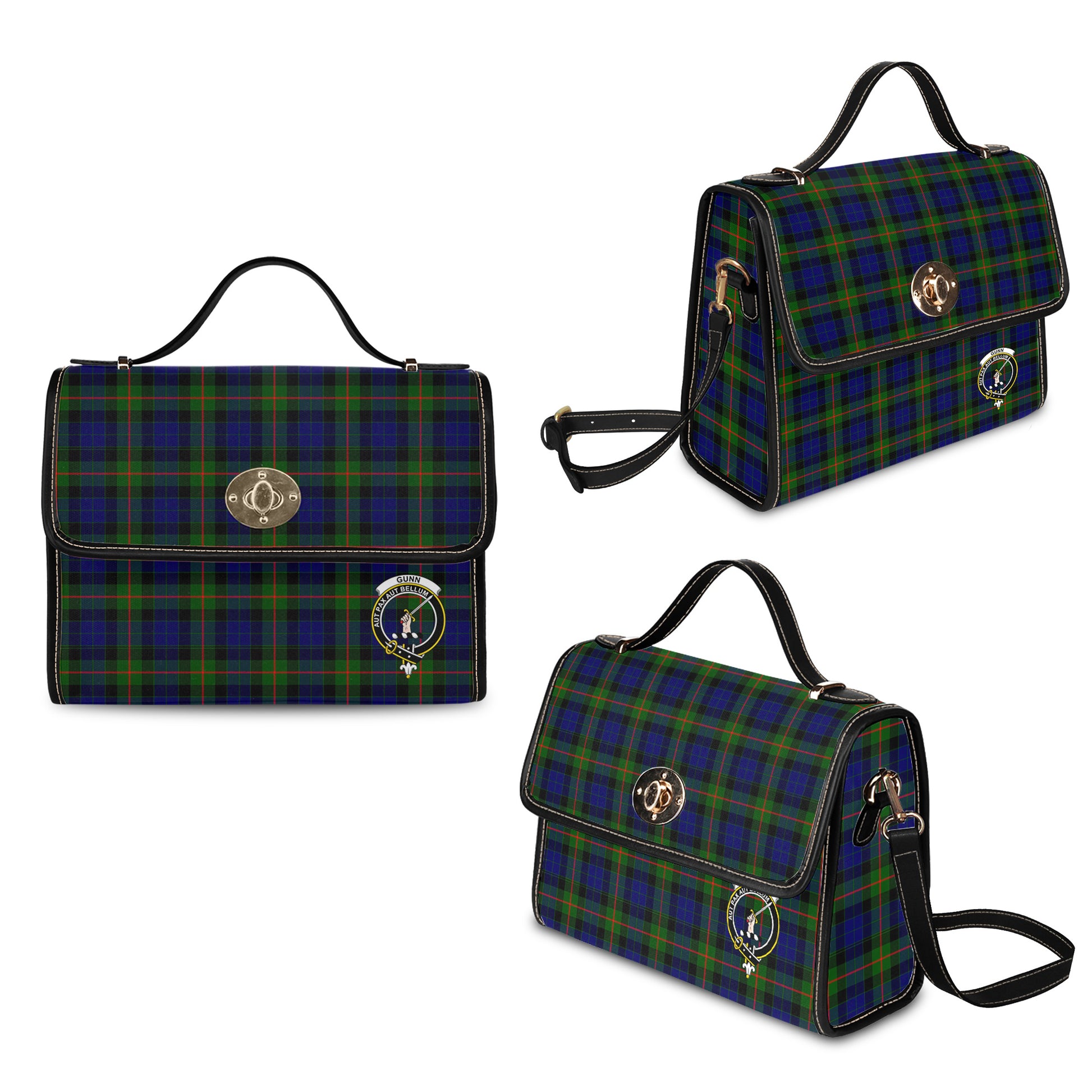 gunn-modern-tartan-leather-strap-waterproof-canvas-bag-with-family-crest