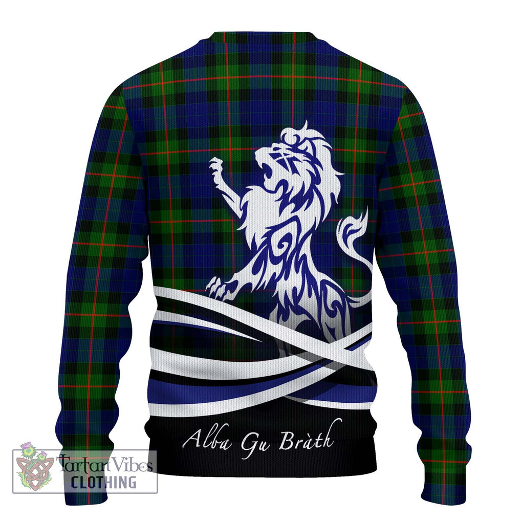 Gunn Modern Tartan Knitted Sweater with Alba Gu Brath Regal Lion Emblem - Tartanvibesclothing Shop