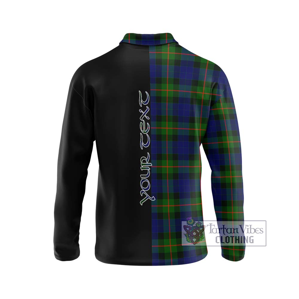 Gunn Modern Tartan Long Sleeve Polo Shirt with Family Crest and Half Of Me Style - Tartanvibesclothing Shop