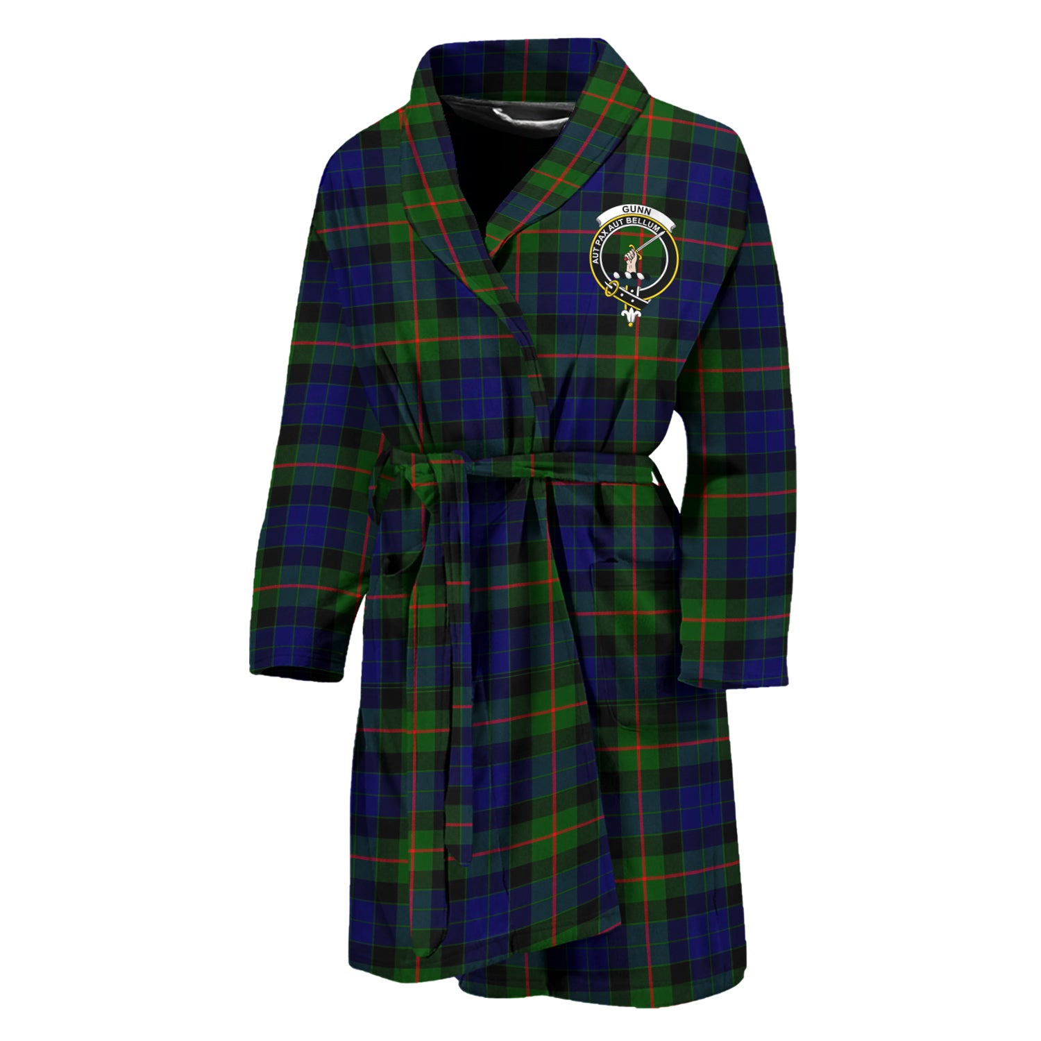 Gunn Modern Tartan Bathrobe with Family Crest Unisex M - Tartan Vibes Clothing