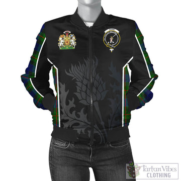 Gunn Modern Tartan Bomber Jacket with Family Crest and Scottish Thistle Vibes Sport Style