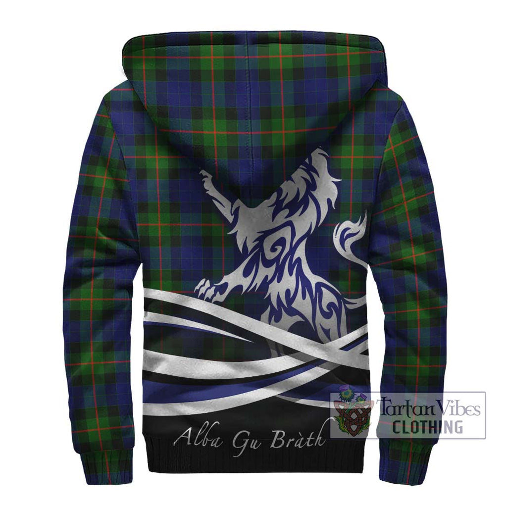 Gunn Modern Tartan Sherpa Hoodie with Alba Gu Brath Regal Lion Emblem - Tartanvibesclothing Shop