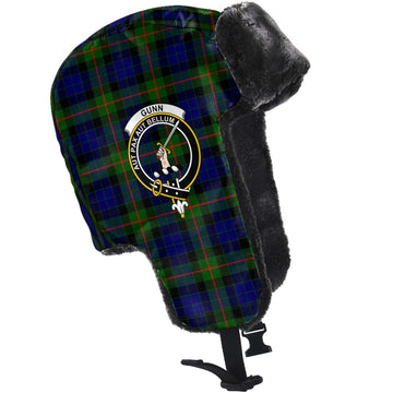 Gunn Modern Tartan Winter Trapper Hat with Family Crest