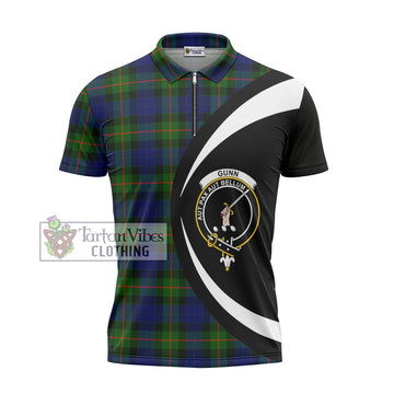 Gunn Modern Tartan Zipper Polo Shirt with Family Crest Circle Style