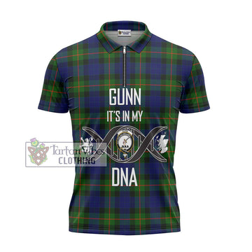 Gunn Modern Tartan Zipper Polo Shirt with Family Crest DNA In Me Style