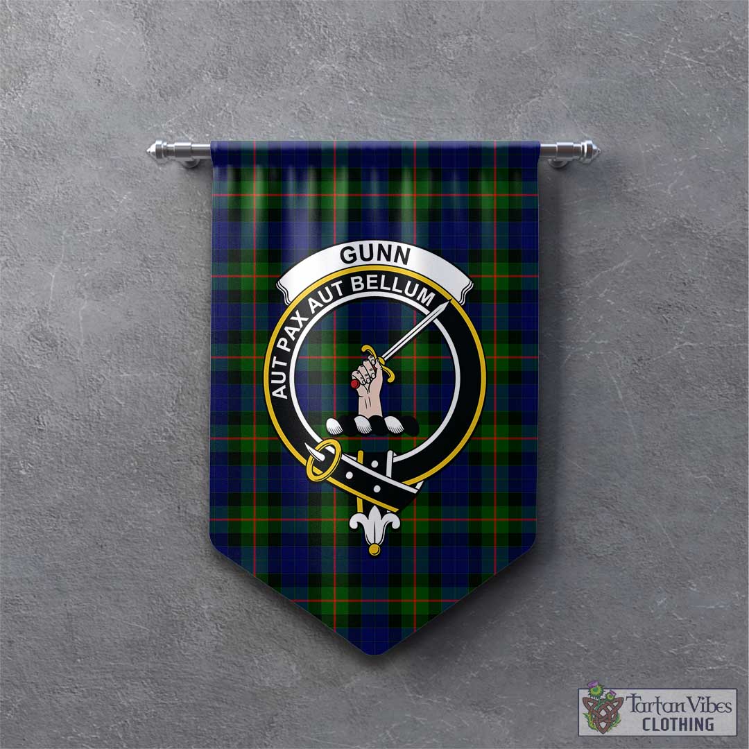 Tartan Vibes Clothing Gunn Modern Tartan Gonfalon, Tartan Banner with Family Crest