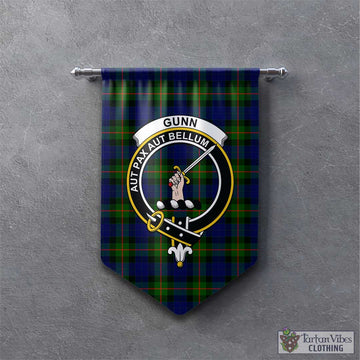 Gunn Modern Tartan Gonfalon, Tartan Banner with Family Crest