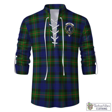 Gunn Modern Tartan Men's Scottish Traditional Jacobite Ghillie Kilt Shirt with Family Crest