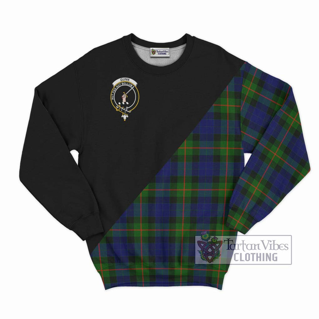 Gunn Modern Tartan Sweatshirt with Family Crest and Military Logo Style - Tartanvibesclothing Shop