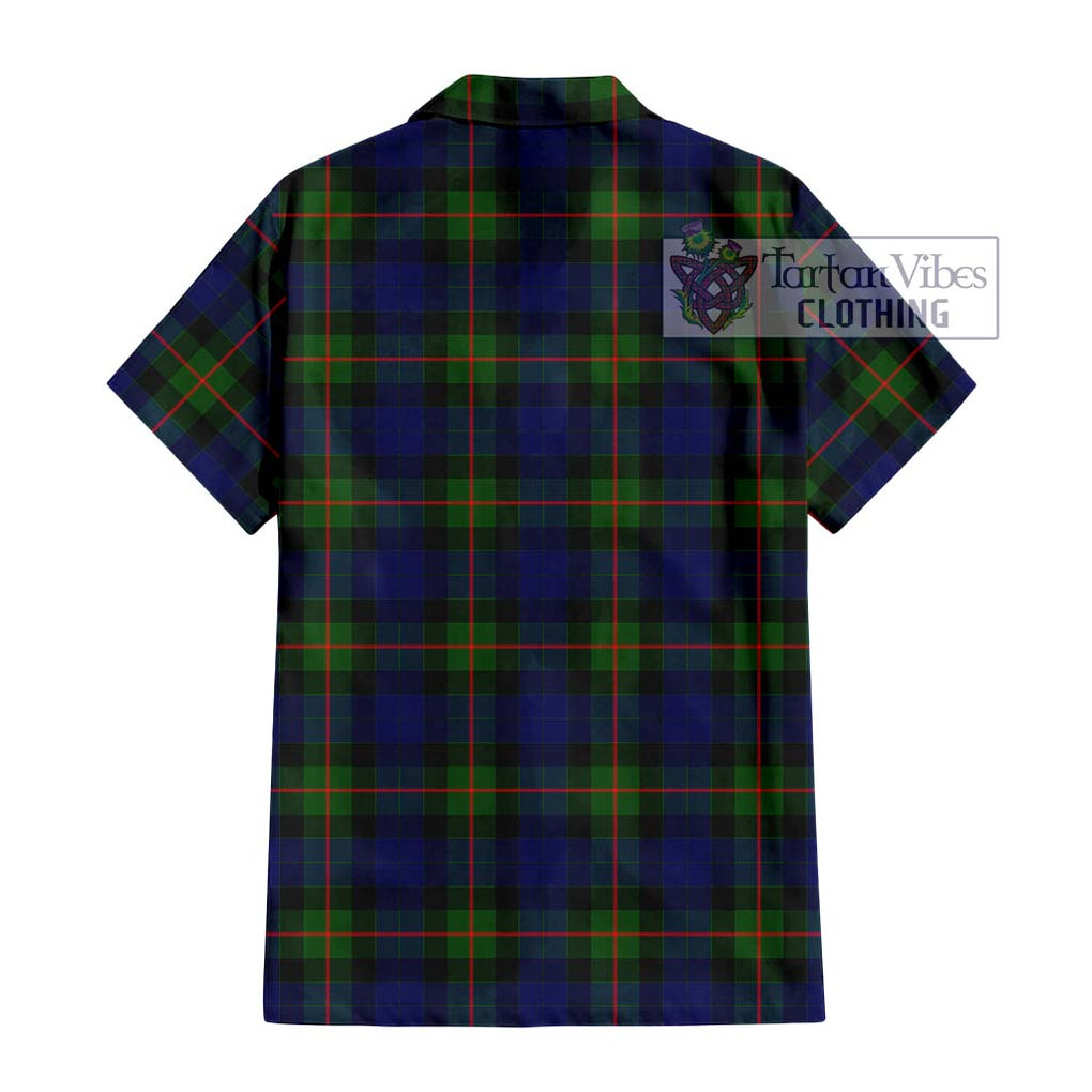 Gunn Modern Tartan Short Sleeve Button Shirt with Family Crest DNA In Me Style - Tartanvibesclothing Shop