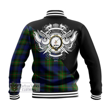 Gunn Modern Tartan Baseball Jacket with Family Crest and Military Logo Style