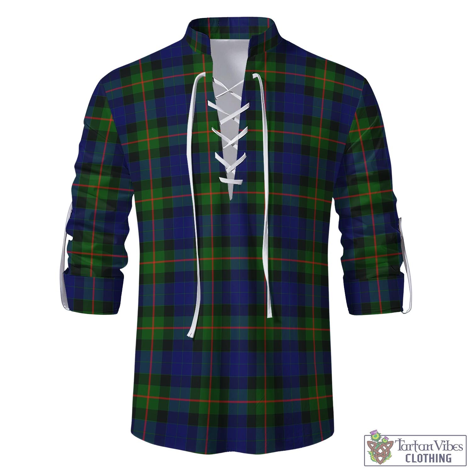 Tartan Vibes Clothing Gunn Modern Tartan Men's Scottish Traditional Jacobite Ghillie Kilt Shirt