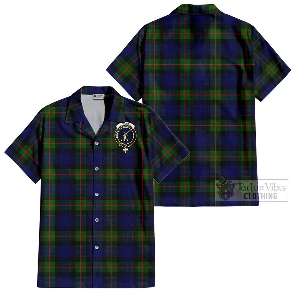 Gunn Modern Tartan Cotton Hawaiian Shirt with Family Crest Kid - Tartan Vibes Clothing