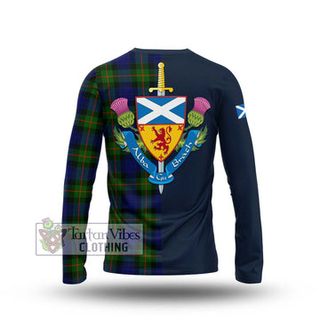 Gunn Modern Tartan Long Sleeve T-Shirt Alba with Scottish Lion Royal Arm Half Style