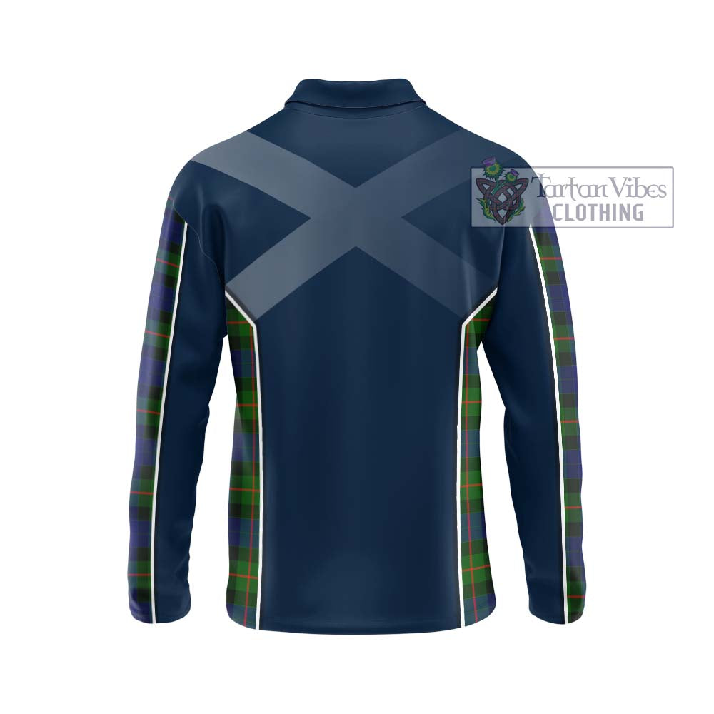 Gunn Modern Tartan Long Sleeve Polo Shirt with Family Crest and Lion Rampant Vibes Sport Style - Tartan Vibes Clothing