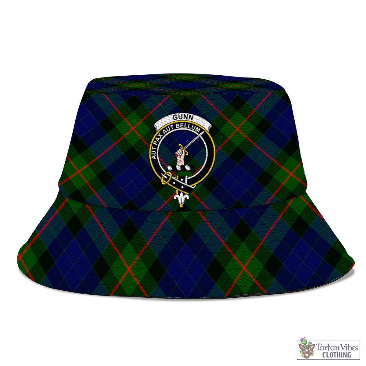 Tartan Vibes Clothing Gunn Modern Tartan Bucket Hat with Family Crest