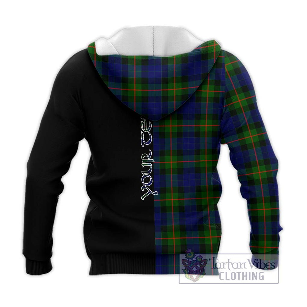 Gunn Modern Tartan Knitted Hoodie with Family Crest and Half Of Me Style - Tartanvibesclothing Shop