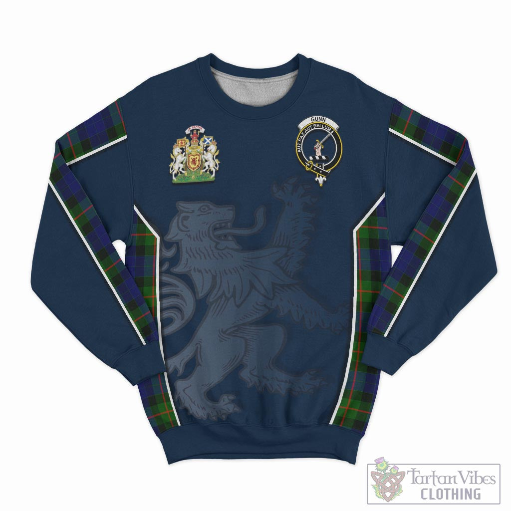 Tartan Vibes Clothing Gunn Modern Tartan Sweater with Family Crest and Lion Rampant Vibes Sport Style