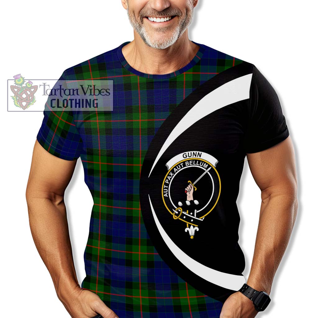 Tartan Vibes Clothing Gunn Modern Tartan T-Shirt with Family Crest Circle Style