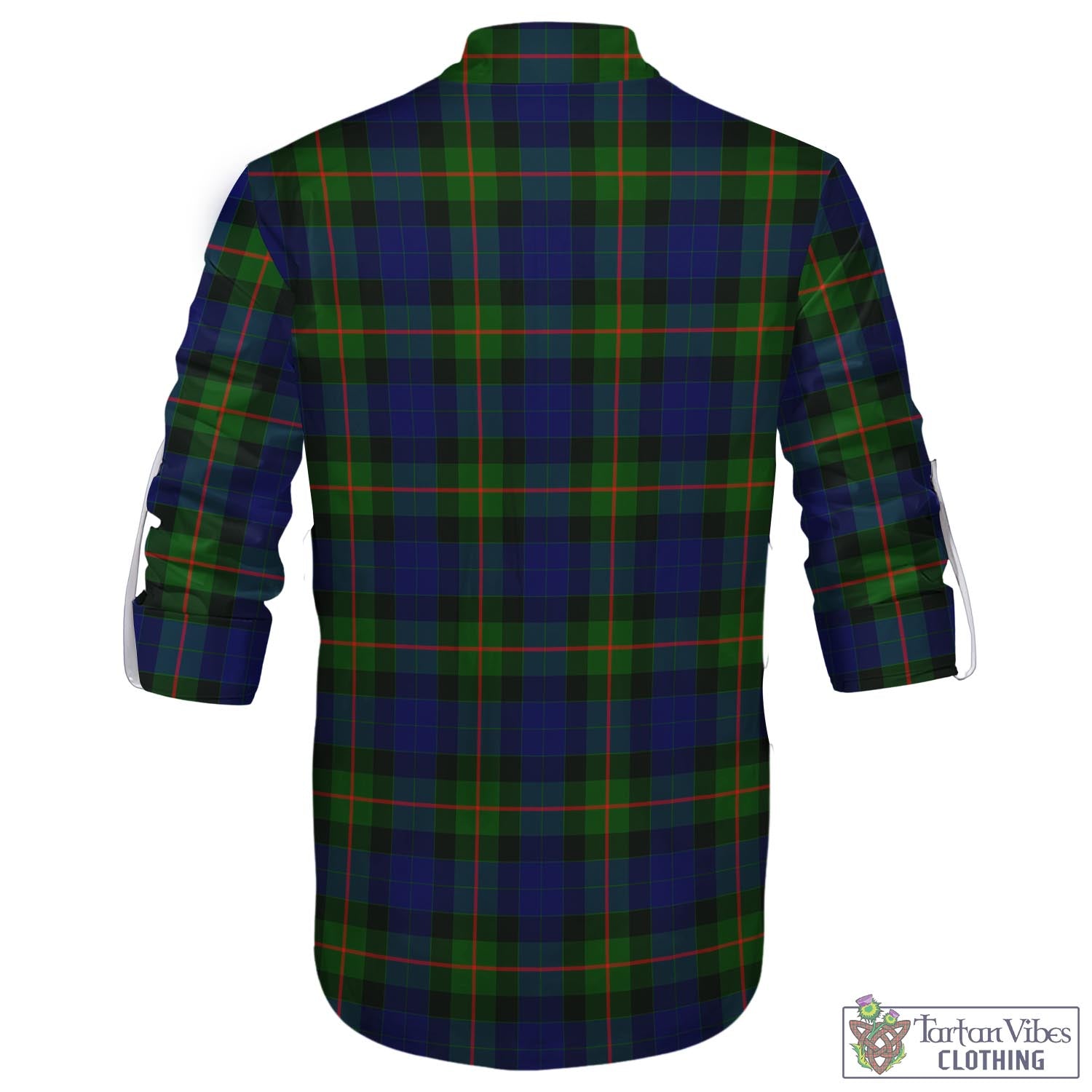 Tartan Vibes Clothing Gunn Modern Tartan Men's Scottish Traditional Jacobite Ghillie Kilt Shirt with Family Crest