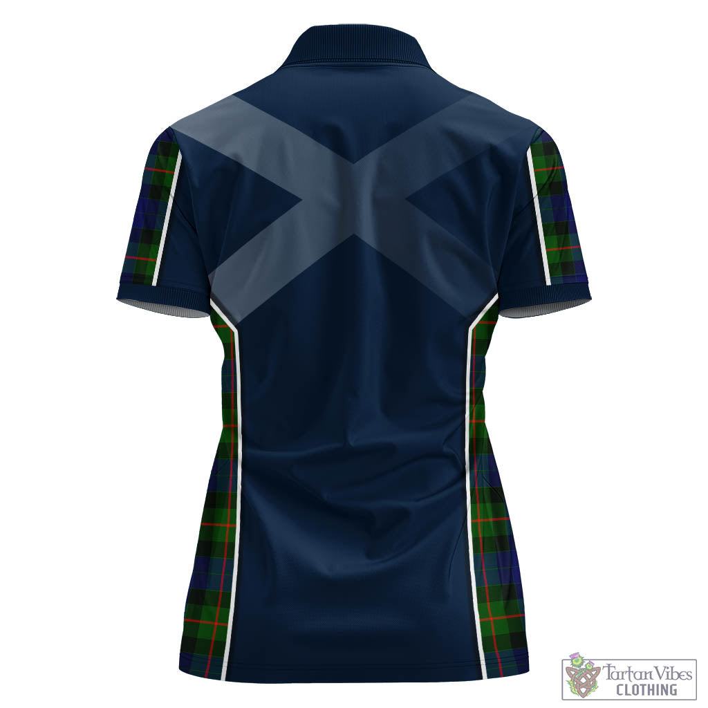 Tartan Vibes Clothing Gunn Modern Tartan Women's Polo Shirt with Family Crest and Scottish Thistle Vibes Sport Style