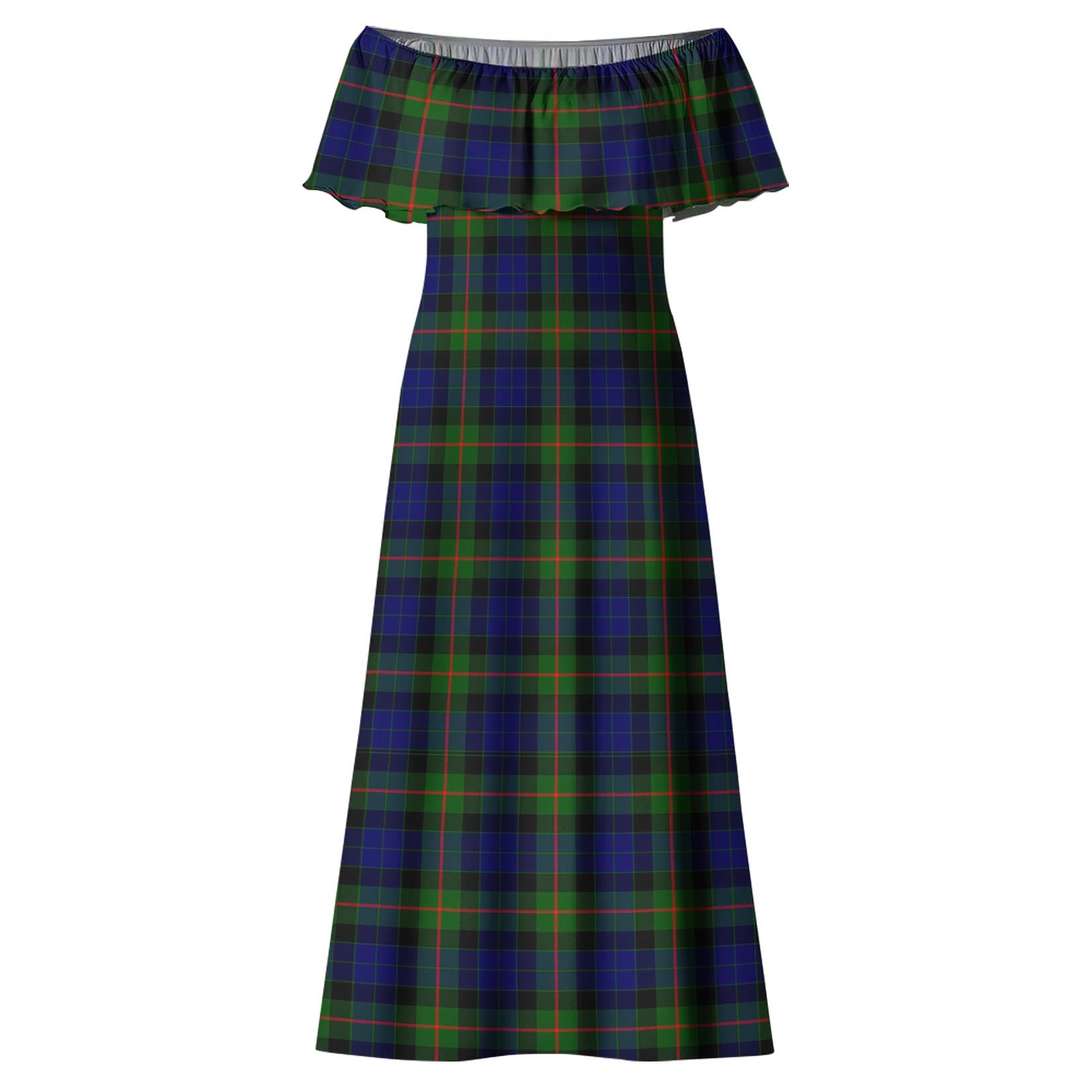 Gunn Modern Tartan Off Shoulder Long Dress - Tartanvibesclothing