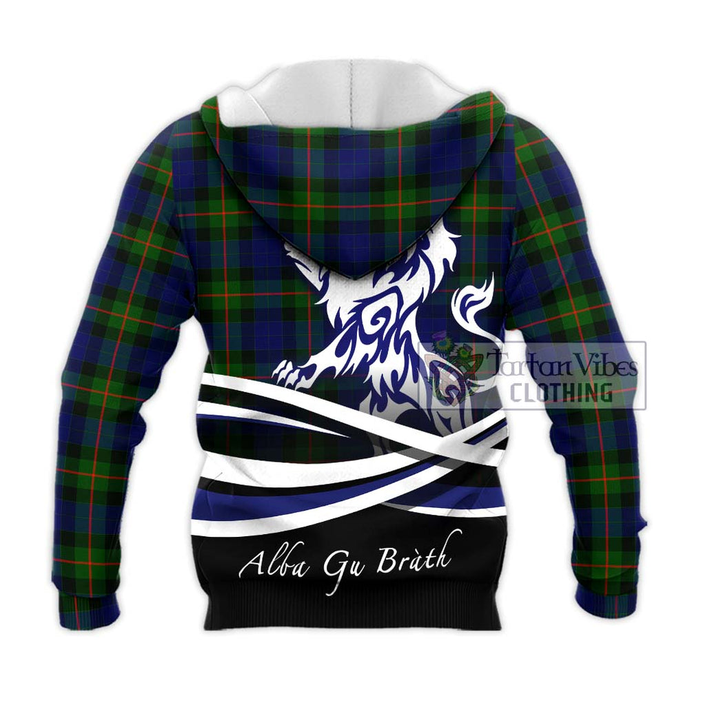 Gunn Modern Tartan Knitted Hoodie with Alba Gu Brath Regal Lion Emblem - Tartanvibesclothing Shop