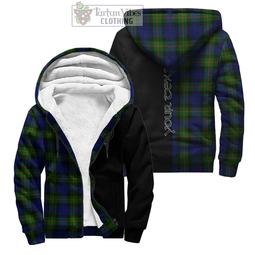 Gunn Modern Tartan Sherpa Hoodie with Family Crest and Half Of Me Style Unisex - Tartanvibesclothing Shop