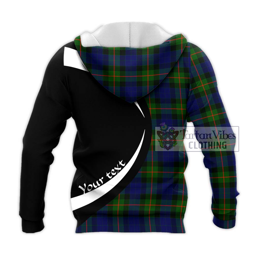 Gunn Modern Tartan Knitted Hoodie with Family Crest Circle Style - Tartan Vibes Clothing