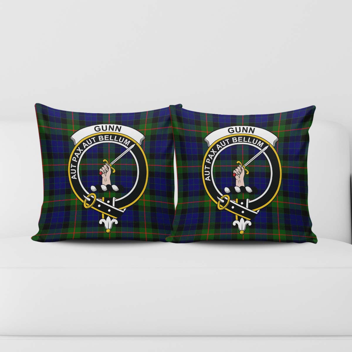 Gunn Modern Tartan Pillow Cover with Family Crest - Tartanvibesclothing