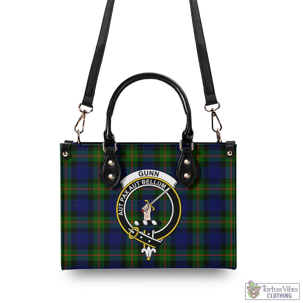 Tartan Vibes Clothing Gunn Modern Tartan Luxury Leather Handbags with Family Crest