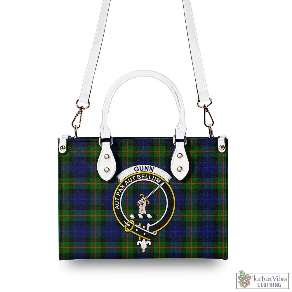 Tartan Vibes Clothing Gunn Modern Tartan Luxury Leather Handbags with Family Crest