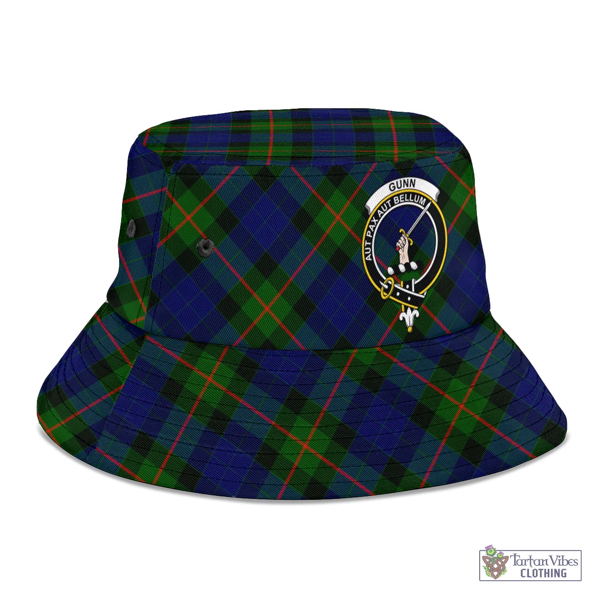 Tartan Vibes Clothing Gunn Modern Tartan Bucket Hat with Family Crest