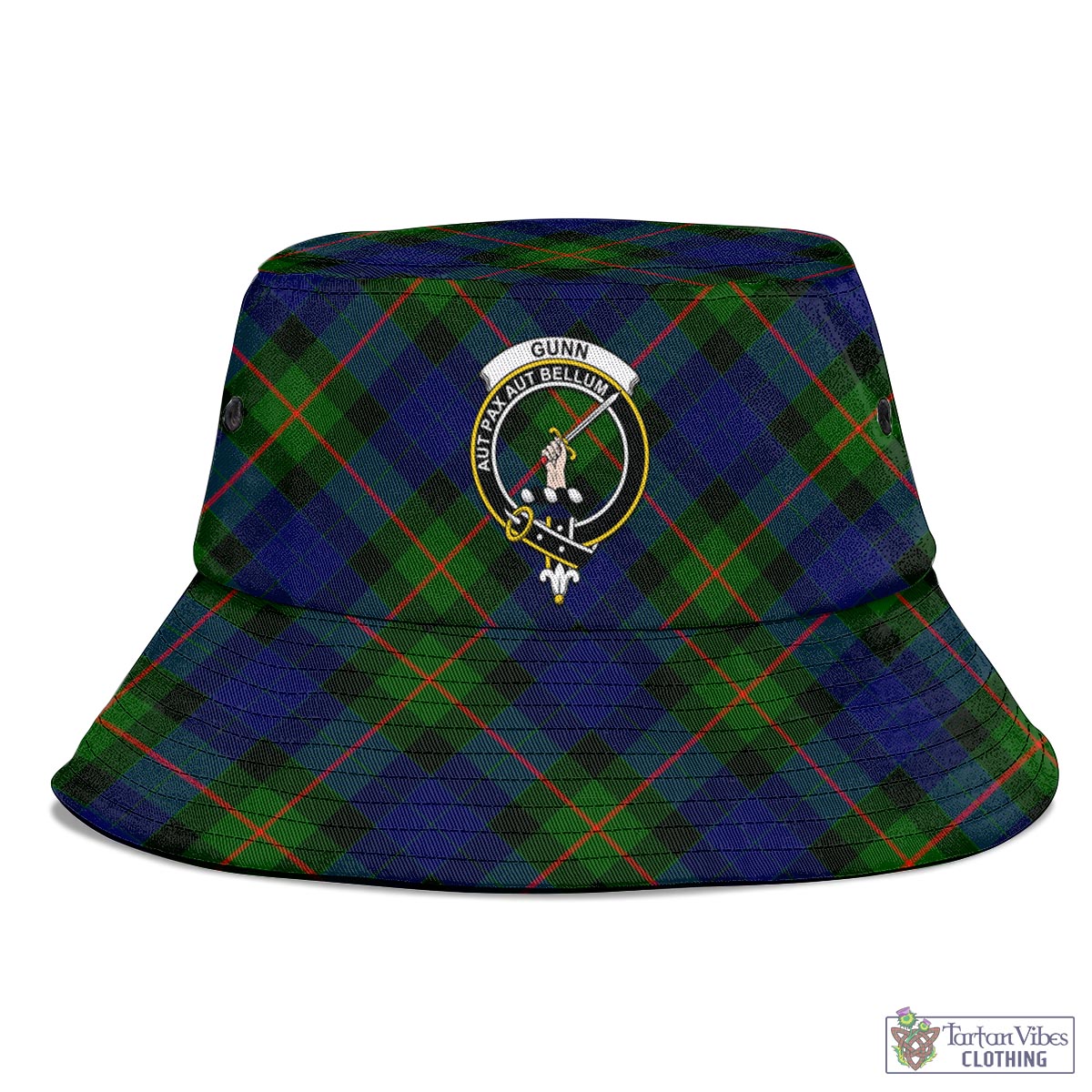 Tartan Vibes Clothing Gunn Modern Tartan Bucket Hat with Family Crest