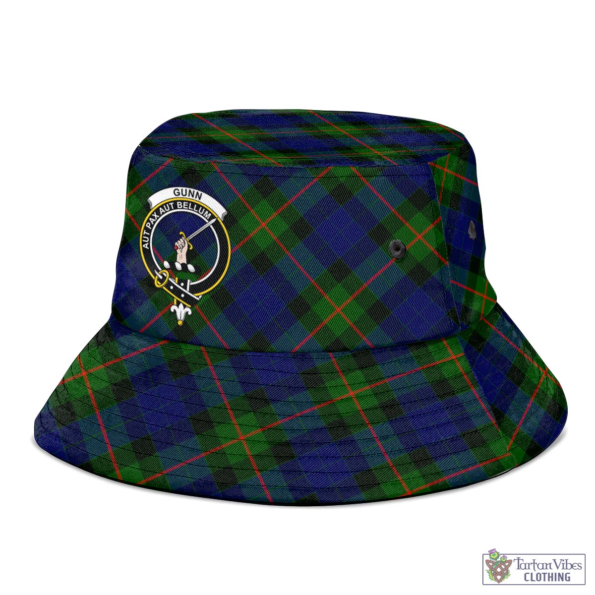 Tartan Vibes Clothing Gunn Modern Tartan Bucket Hat with Family Crest