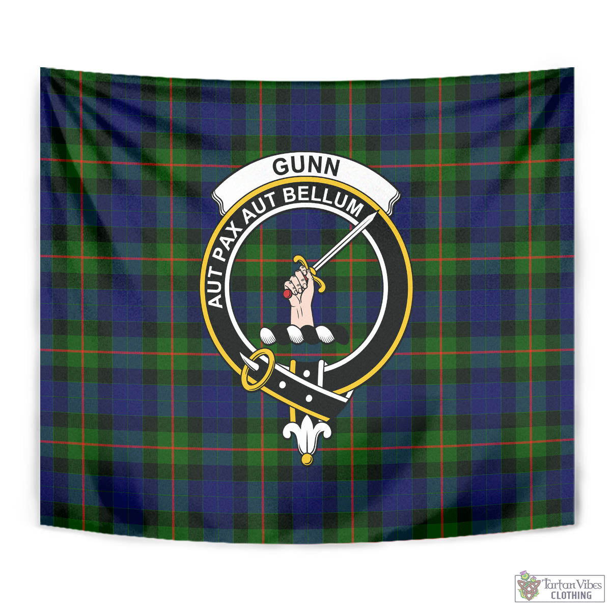 Tartan Vibes Clothing Gunn Modern Tartan Tapestry Wall Hanging and Home Decor for Room with Family Crest