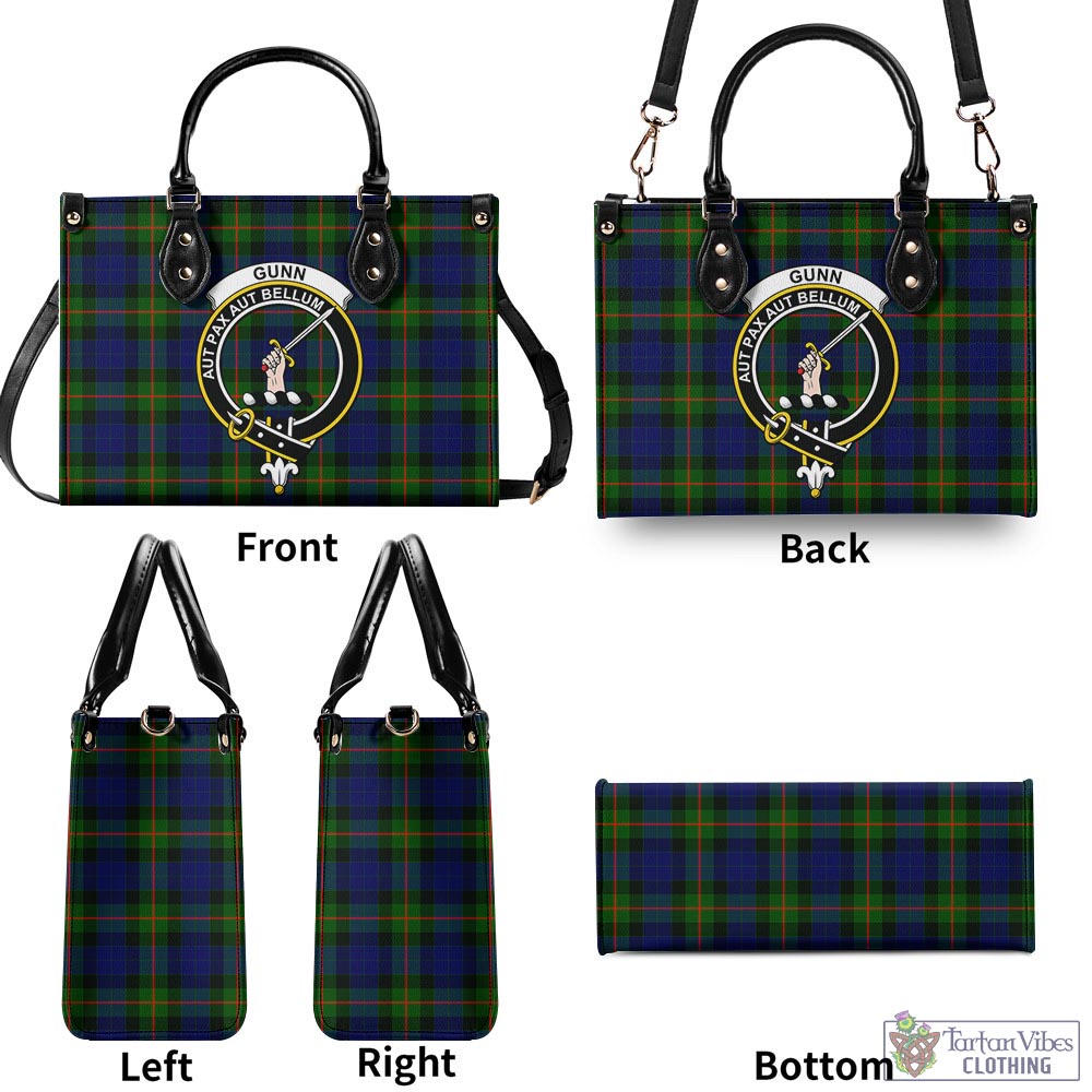 Tartan Vibes Clothing Gunn Modern Tartan Luxury Leather Handbags with Family Crest