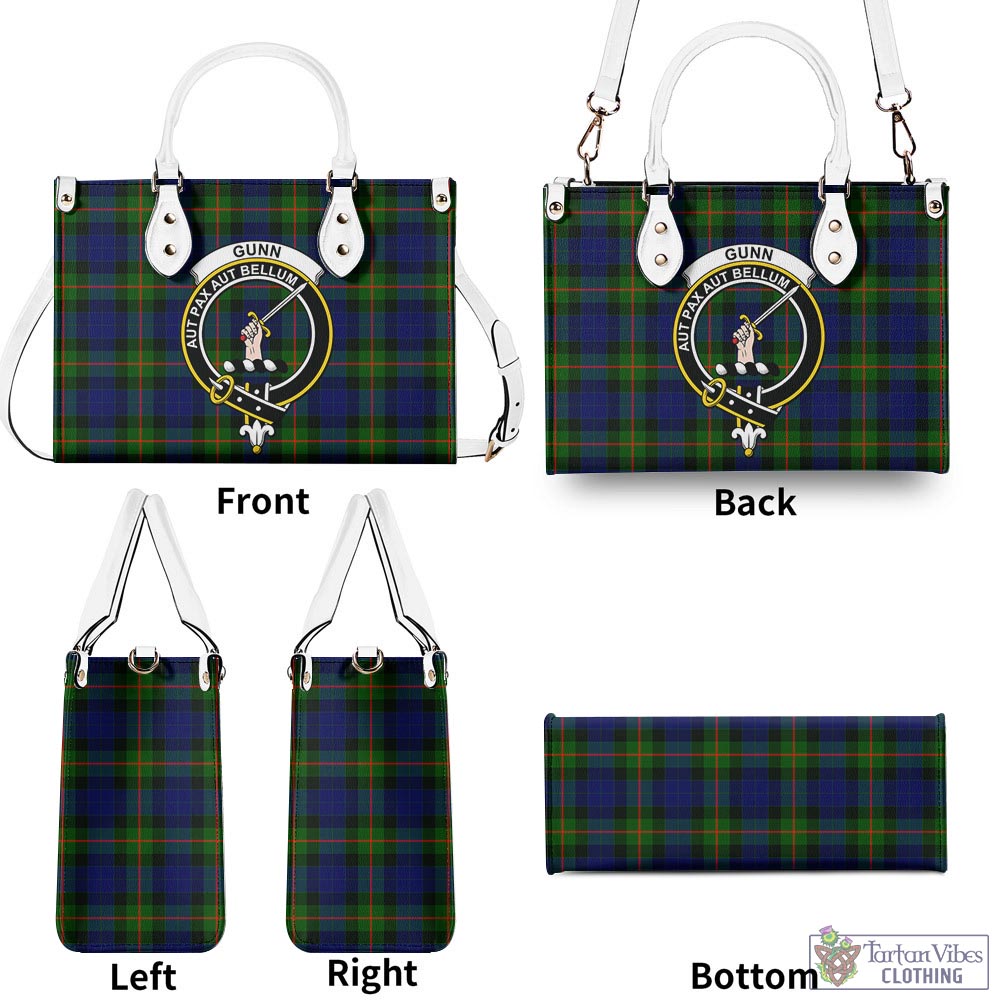 Tartan Vibes Clothing Gunn Modern Tartan Luxury Leather Handbags with Family Crest