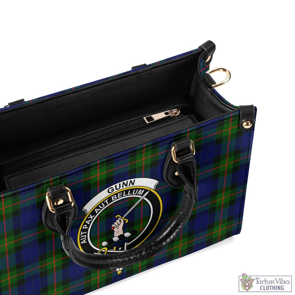 Tartan Vibes Clothing Gunn Modern Tartan Luxury Leather Handbags with Family Crest