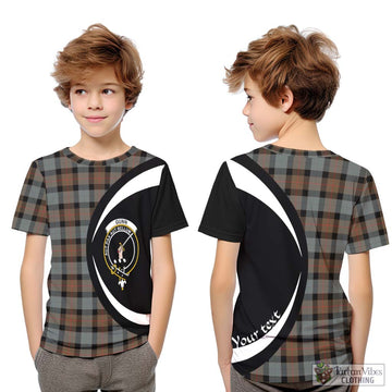 Gunn Weathered Tartan Kid T-Shirt with Family Crest Circle Style