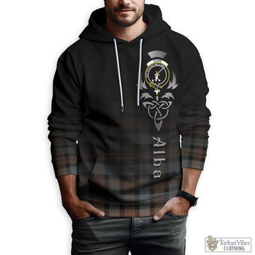 Gunn Weathered Tartan Hoodie Featuring Alba Gu Brath Family Crest Celtic Inspired