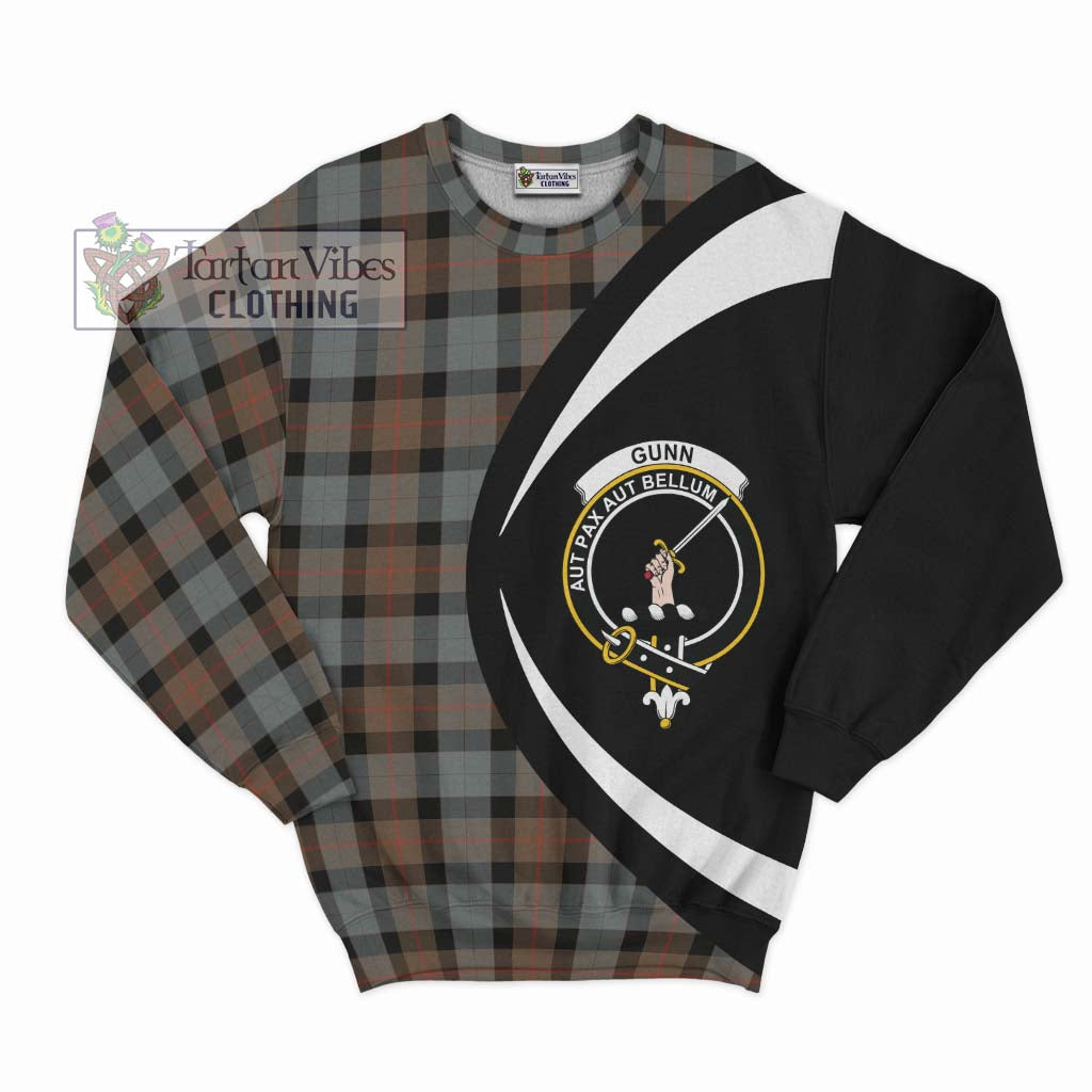 Gunn Weathered Tartan Sweatshirt with Family Crest Circle Style Unisex - Tartan Vibes Clothing