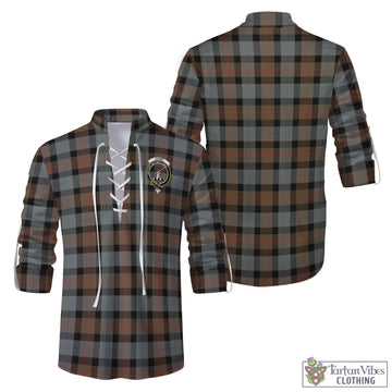 Gunn Weathered Tartan Men's Scottish Traditional Jacobite Ghillie Kilt Shirt with Family Crest