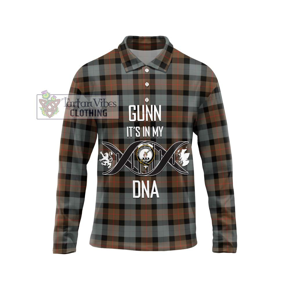 Gunn Weathered Tartan Long Sleeve Polo Shirt with Family Crest DNA In Me Style Unisex - Tartanvibesclothing Shop