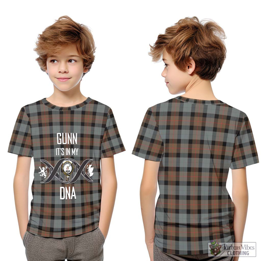 Gunn Weathered Tartan Kid T-Shirt with Family Crest DNA In Me Style Youth XL Size14 - Tartanvibesclothing Shop