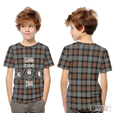 Gunn Weathered Tartan Kid T-Shirt with Family Crest DNA In Me Style