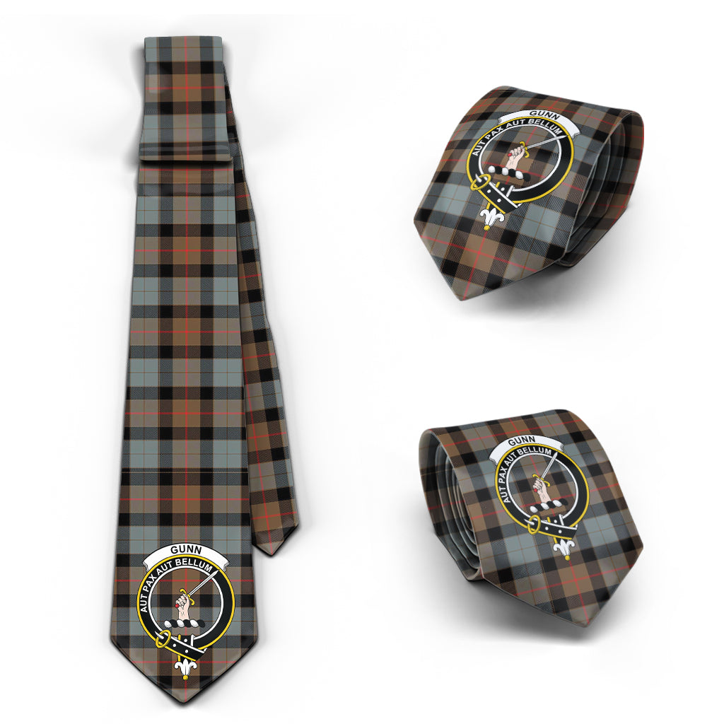 Gunn Weathered Tartan Classic Necktie with Family Crest Necktie One Size - Tartan Vibes Clothing