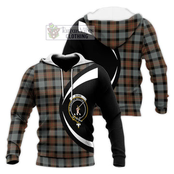 Gunn Weathered Tartan Knitted Hoodie with Family Crest Circle Style