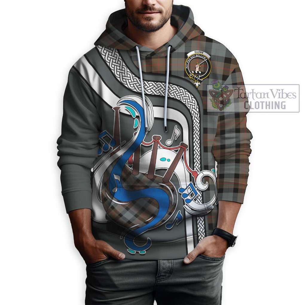 Gunn Weathered Tartan Hoodie with Epic Bagpipe Style Zip Hoodie - Tartanvibesclothing Shop