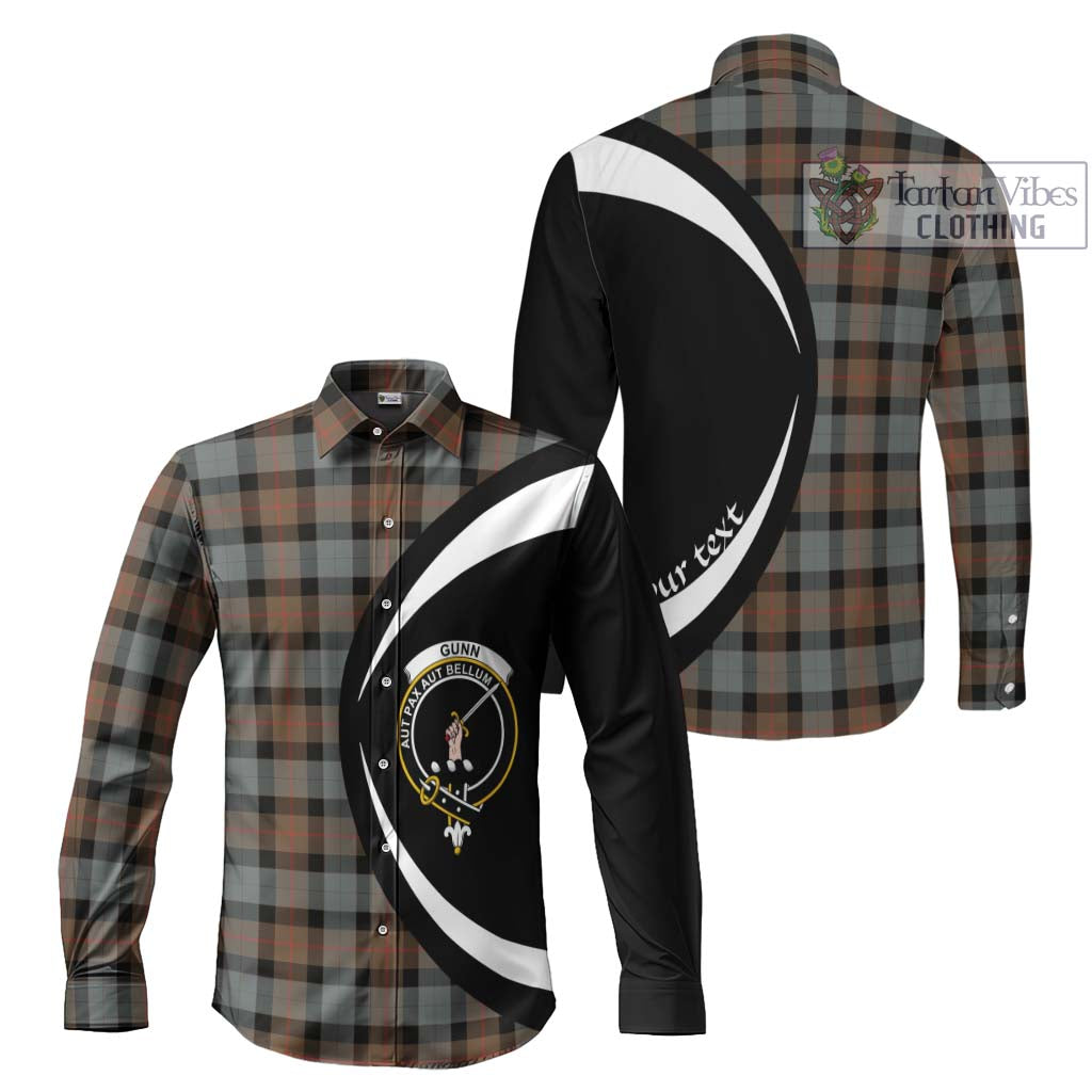 Gunn Weathered Tartan Long Sleeve Button Up with Family Crest Circle Style Men's Shirt S - Tartan Vibes Clothing